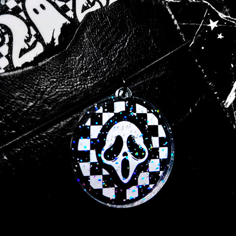 GHOSTFACE CHECKERED GLITTERY KEYCHAIN